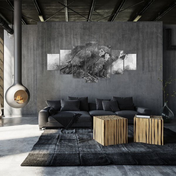 Obraz - Akvareloví papoušci (210x100 cm)