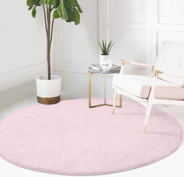 Světle růžový pratelný kulatý koberec vhodný pro robotické vysavače ø 120 cm Comfort – Mila Home