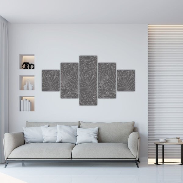 Obraz - Šedé palmové listy (125x70 cm)
