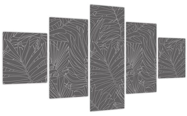 Obraz - Šedé palmové listy (125x70 cm)