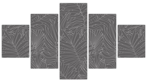 Obraz - Šedé palmové listy (125x70 cm)