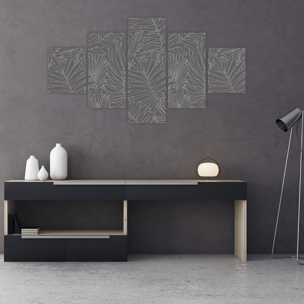 Obraz - Šedé palmové listy (125x70 cm)