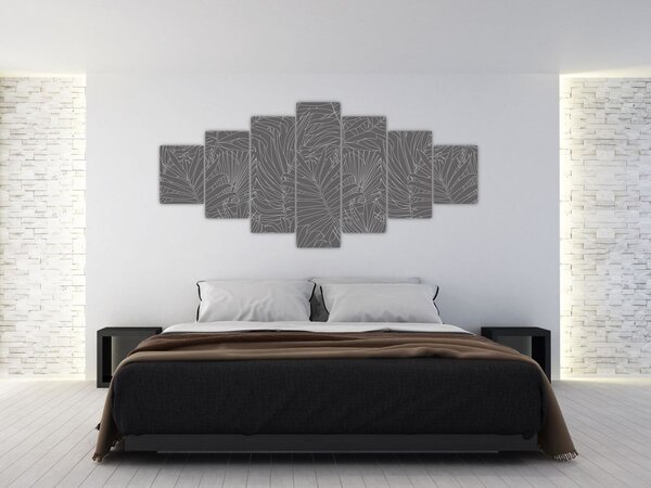 Obraz - Šedé palmové listy (210x100 cm)