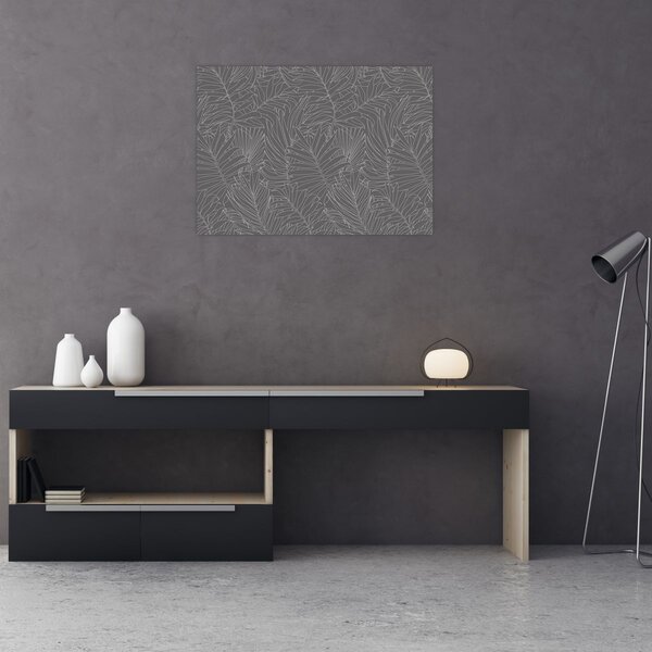 Obraz - Šedé palmové listy (70x50 cm)