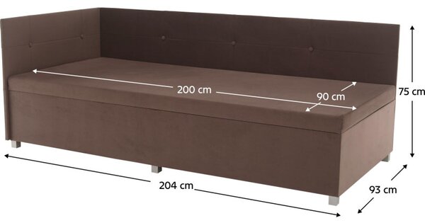 Kondela Válenda AURIA UNI 90x200 s úložným prostorem, hnědá Taupe Trinity 06