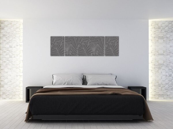 Obraz - Šedé palmové listy (170x50 cm)