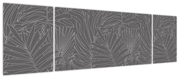 Obraz - Šedé palmové listy (170x50 cm)