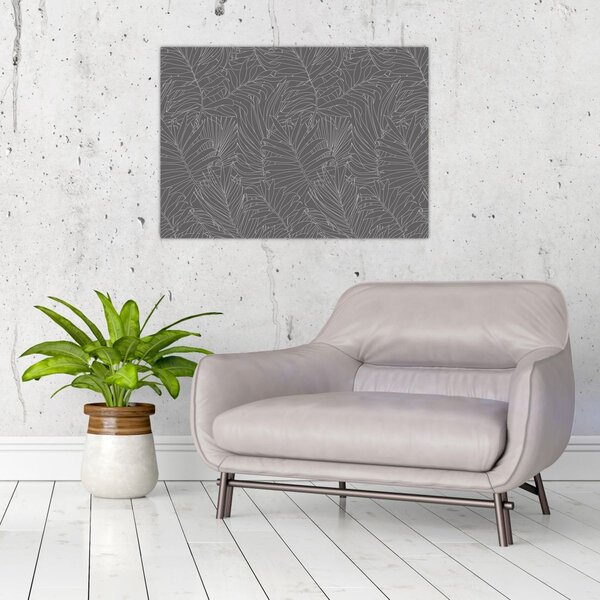Obraz - Šedé palmové listy (70x50 cm)