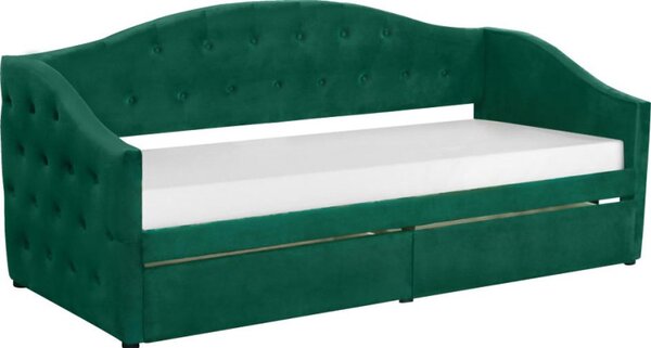 Kondela Postel ZASKA 90x200 s úložným prostorem, zelená Velvet látka