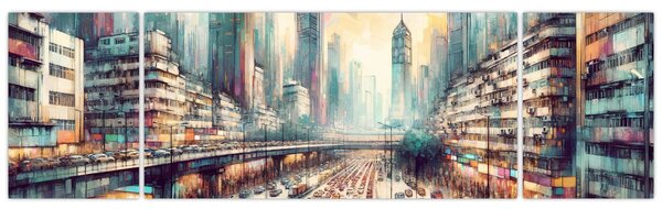Obraz - Život velkoměsta (170x50 cm)