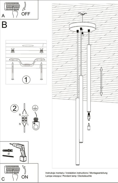 Sollux Lighting Závěsné svítidlo PASTELO 3P ultramarínové