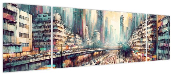 Obraz - Život velkoměsta (170x50 cm)