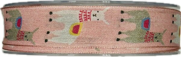 Stuha dětská narozeninová HAPPY LAMA růžová 25mm x 20m (6,-Kč/m)