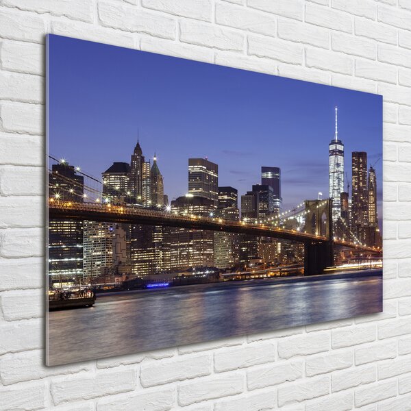 Foto obraz sklo tvrzené Manhattan noc osh-96191867
