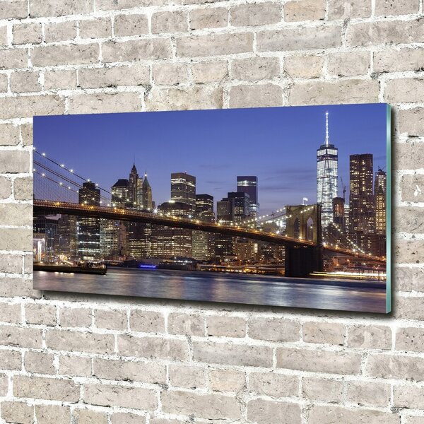 Foto obraz sklo tvrzené Manhattan noc osh-96191867