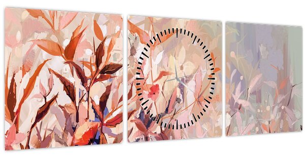 Obraz - Malba pastelový podzim (s hodinami) (90x30 cm)