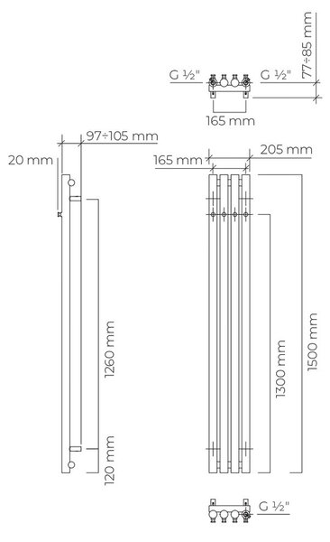 Oltens Stang koupelnový radiátor designově 150x20.5 cm bílá 55020000
