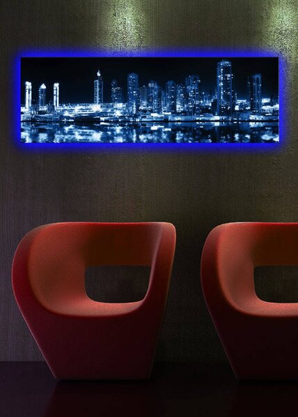 Wallity Obraz s LED osvětlením NOČNÍ MRAKODRAPY 6 30 x 90 cm