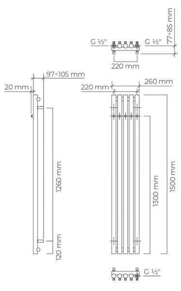 Oltens Stang koupelnový radiátor designově 150x26 cm měděná kartáčovaný 55021610
