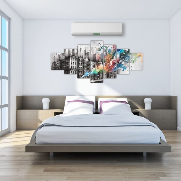 Obraz - Industriální život (210x100 cm)