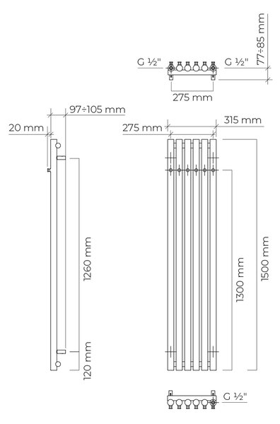 Oltens Stang koupelnový radiátor designově 150x31.5 cm měděná kartáčovaný 55022610