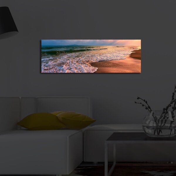 Wallity Obraz s LED osvětlením ZÁPAD SLUNCE U MOŘE 72 30 x 90 cm
