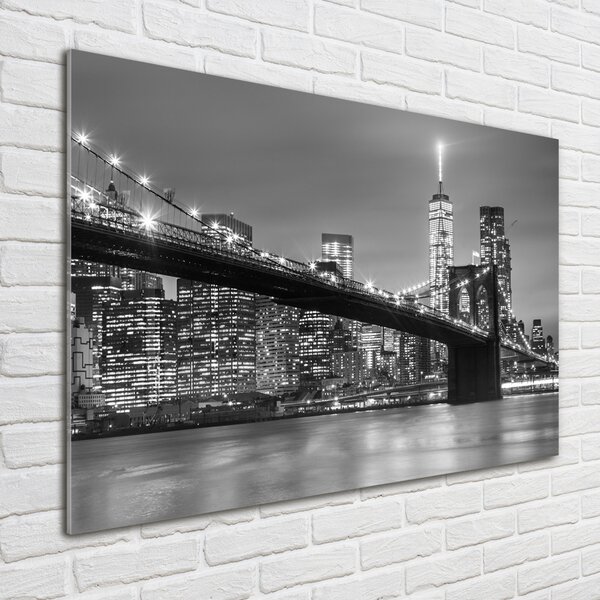 Foto obraz sklo tvrzené New York noc osh-96581039