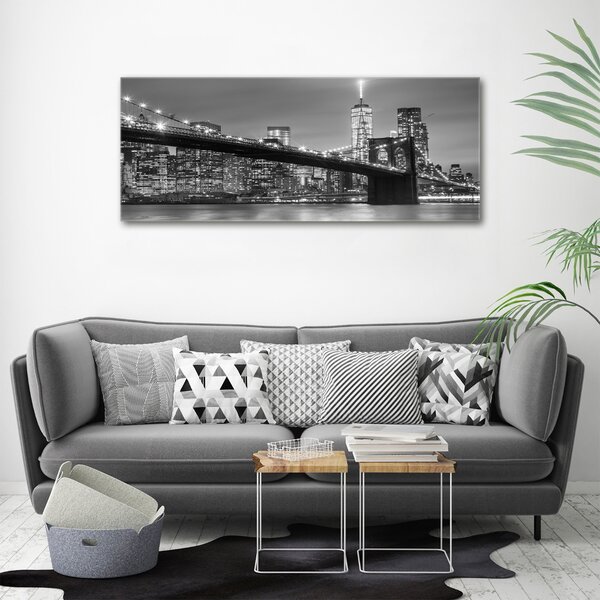 Foto obraz sklo tvrzené New York noc osh-96581039