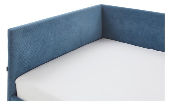 Modrá čalouněná rohová dětská postel s úložným prostorem s roštem 120x200 cm Cool – Meise Möbel