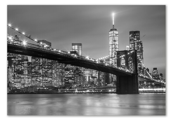 Foto obraz sklo tvrzené New York noc osh-96581039