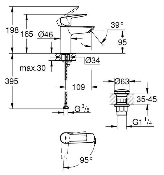 Grohe Start umyvadlová baterie stojící černá 235512432