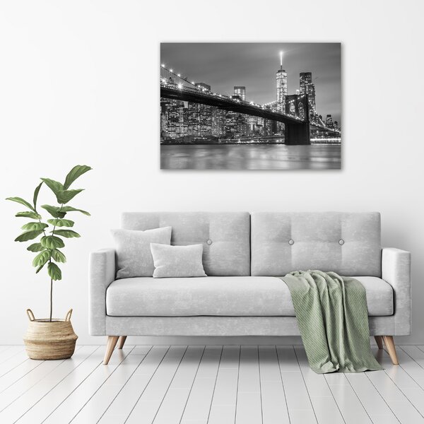 Foto obraz sklo tvrzené New York noc osh-96581039