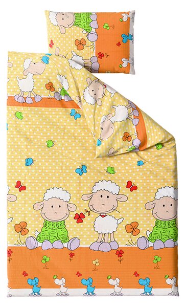 Krepové povlečení do postýlky OVEČKY žluté Rozměr povlečení: 45 x 65 cm | 90 x 135 cm