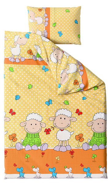 Krepové povlečení do postýlky OVEČKY žluté Rozměr povlečení: 45 x 65 cm | 90 x 135 cm