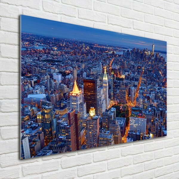 Moderní skleněný obraz z fotografie Manhattan noc osh-96722456