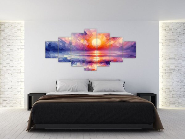 Obraz - Barevný umělecký západ slunce (210x100 cm)