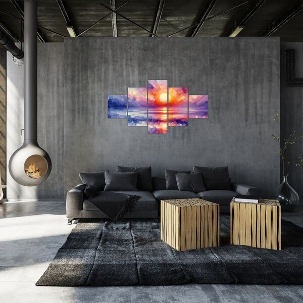 Obraz - Barevný umělecký západ slunce (125x70 cm)