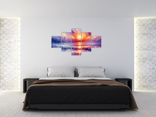 Obraz - Barevný umělecký západ slunce (125x70 cm)