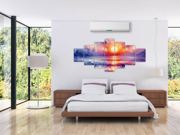 Obraz - Barevný umělecký západ slunce (210x100 cm)