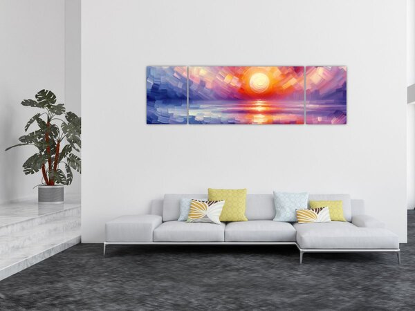Obraz - Barevný umělecký západ slunce (170x50 cm)