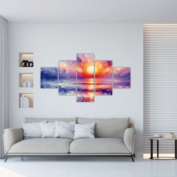 Obraz - Barevný umělecký západ slunce (125x70 cm)