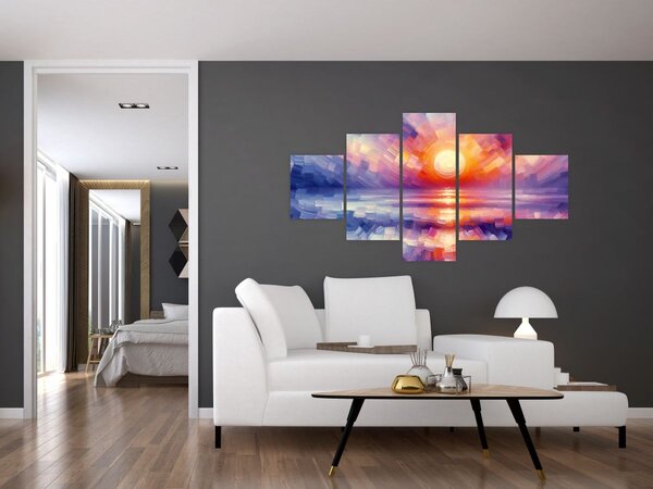 Obraz - Barevný umělecký západ slunce (125x70 cm)