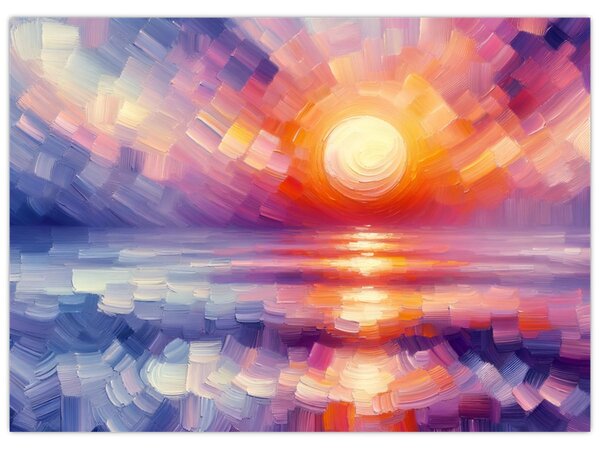 Obraz - Barevný umělecký západ slunce (70x50 cm)