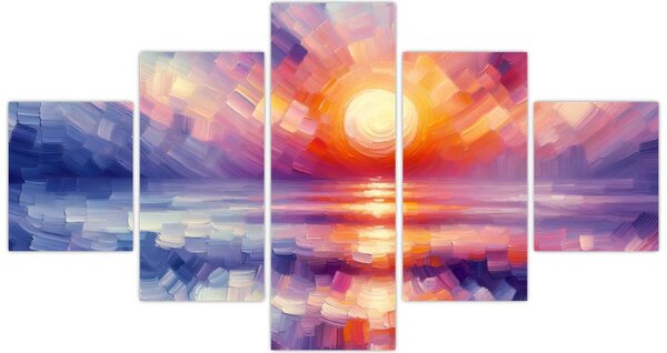Obraz - Barevný umělecký západ slunce (125x70 cm)