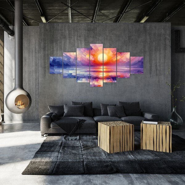Obraz - Barevný umělecký západ slunce (210x100 cm)