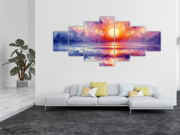 Obraz - Barevný umělecký západ slunce (210x100 cm)