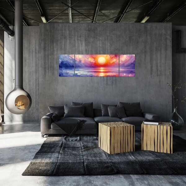Obraz - Barevný umělecký západ slunce (170x50 cm)