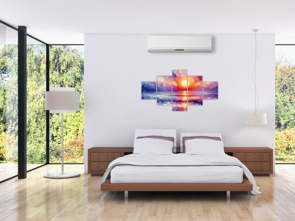 Obraz - Barevný umělecký západ slunce (125x70 cm)