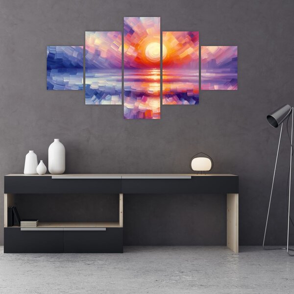 Obraz - Barevný umělecký západ slunce (125x70 cm)