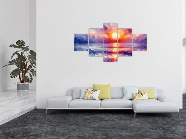 Obraz - Barevný umělecký západ slunce (125x70 cm)